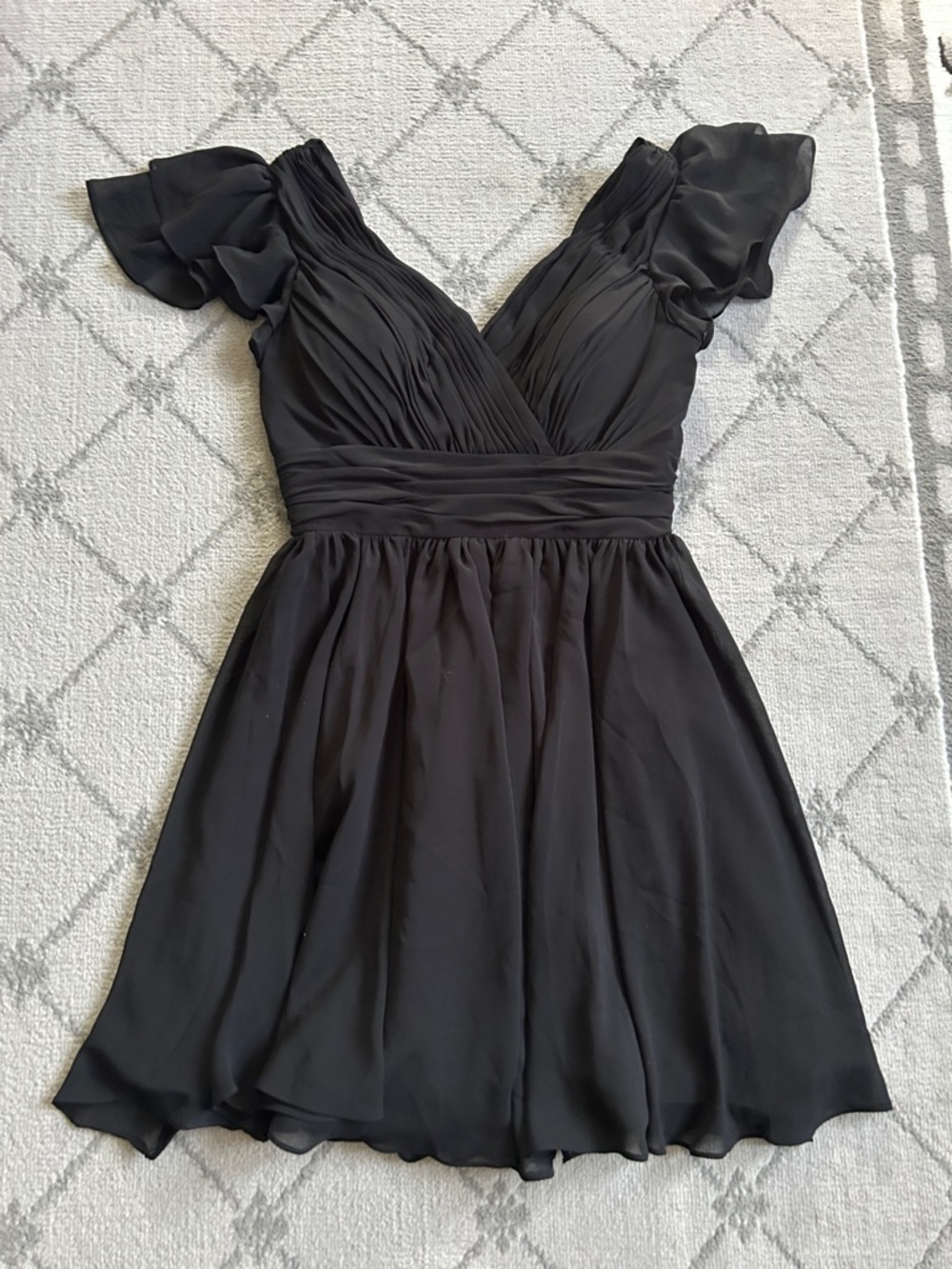 Pretty Maids Black Chiffon a A Line Ruffled Mini Dress